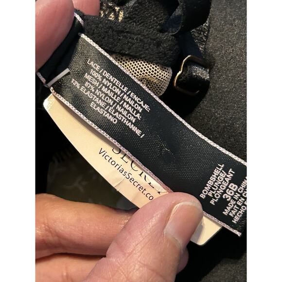 NWT Victoria’s Secret Bombshell Lace Mesh Push-Up Bra Black 36B - Picture 6 of 7